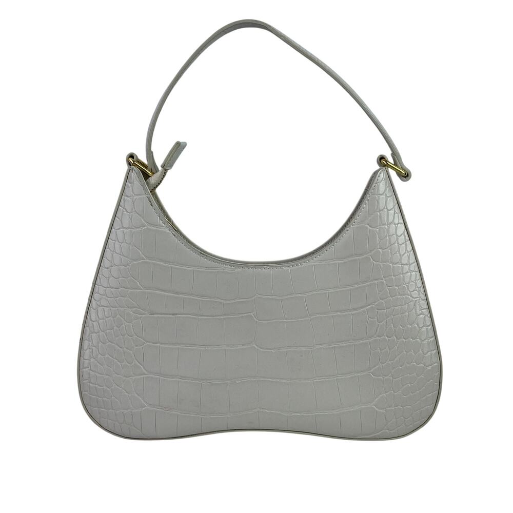 JW PEI Ruby White Croc Embossed Vegan Faux Leather Shoulder Crescent Handbag